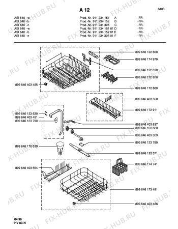 Взрыв-схема посудомоечной машины Arthurmartinelux ASI640W - Схема узла Baskets, tubes 061