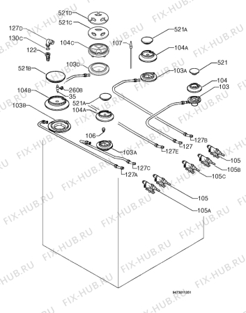 Взрыв-схема плиты (духовки) Zoppas PW76AS - Схема узла Functional parts 267