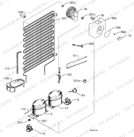 Взрыв-схема холодильника Rex Electrolux RC2033P - Схема узла Cooling system 017