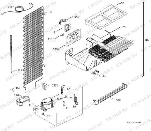 Взрыв-схема холодильника Ikea FROSTFRI 70221871 - Схема узла Cooling system 017