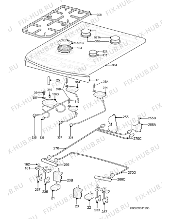 Взрыв-схема плиты (духовки) Aeg Electrolux D77000GF-M - Схема узла Hob 271