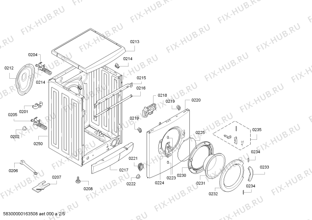 Взрыв-схема стиральной машины Bosch WAE24270FF Maxx 7 VarioPerfect - Схема узла 02