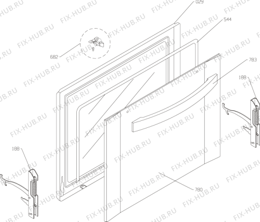 Схема №1 B2000P2 (286154, EVP454-433L) с изображением Дверка для плиты (духовки) Gorenje 146364