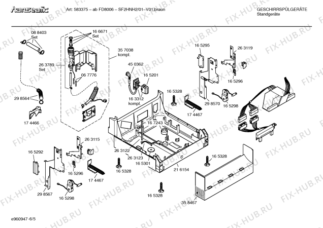 Взрыв-схема посудомоечной машины Hanseatic SF2HNH2 Art. 583375 - Схема узла 05