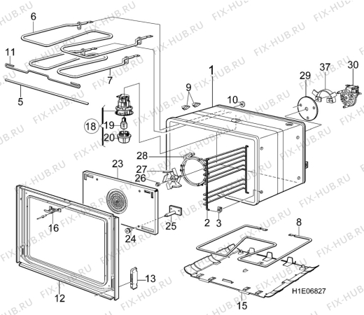 Взрыв-схема комплектующей Elektro Helios SK7369 - Схема узла H10 Main Oven Cavity (large)