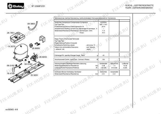 Взрыв-схема холодильника Balay 3FG568F2 - Схема узла 04