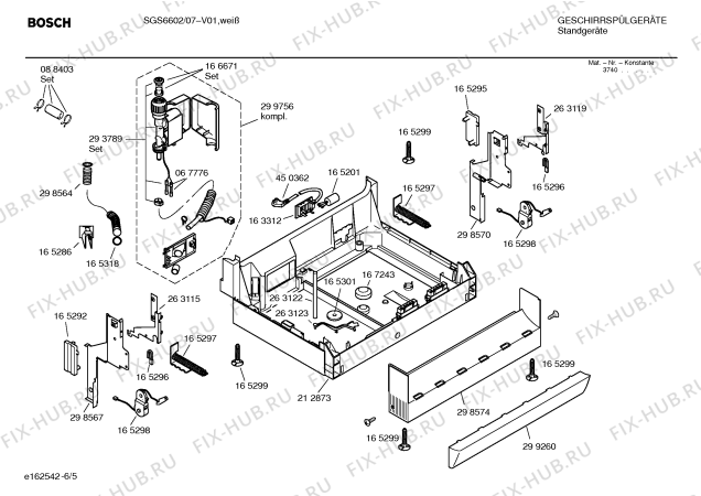 Взрыв-схема посудомоечной машины Bosch SGS6602 BLIZZARD - Схема узла 05