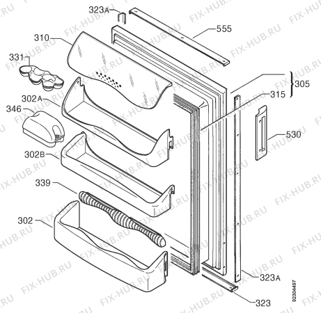 Взрыв-схема холодильника Zanussi ZT175P - Схема узла Door 003