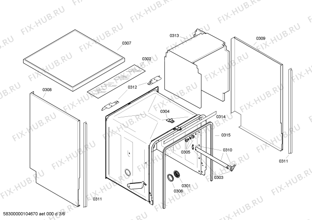 Схема №4 SE23A931EU с изображением Передняя панель для посудомойки Siemens 00438672