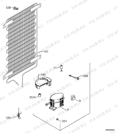 Взрыв-схема холодильника Faure FRD25JBA - Схема узла Cooling system 017