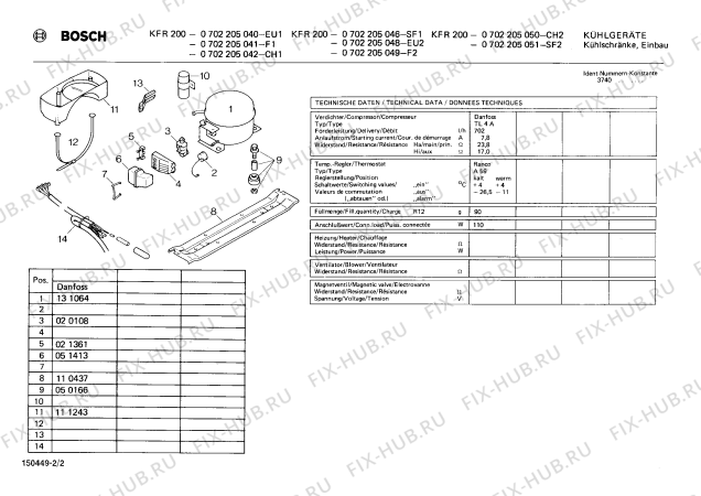 Схема №1 0702205048 KFR200 с изображением Мотор вентилятора для холодильника Bosch 00130164