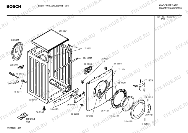 Взрыв-схема стиральной машины Bosch WFL2050DD WFL2050 - Схема узла 02