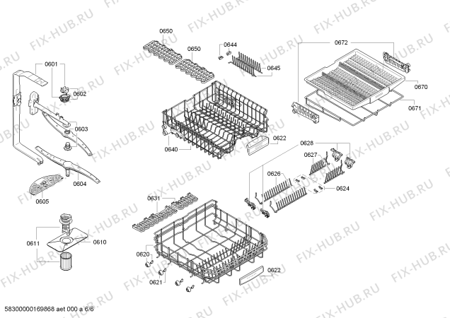 Схема №3 SN26M600EU с изображением Набор кнопок для посудомойки Siemens 00611940