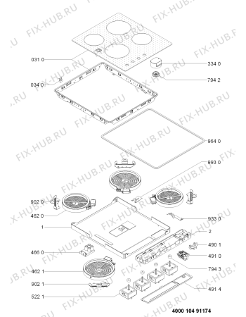 Схема №1 LPR 972 с изображением Клавиша для электропечи Whirlpool 481241279493