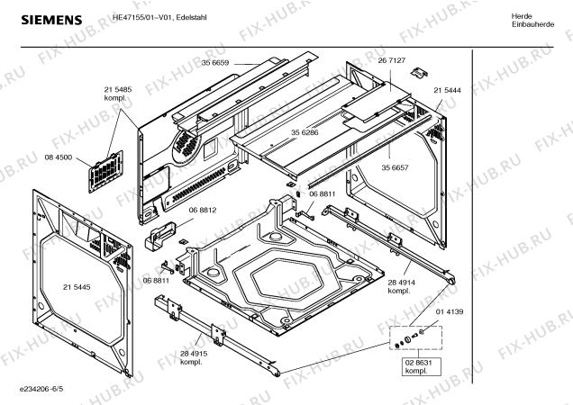 Взрыв-схема плиты (духовки) Siemens HE47155 - Схема узла 05