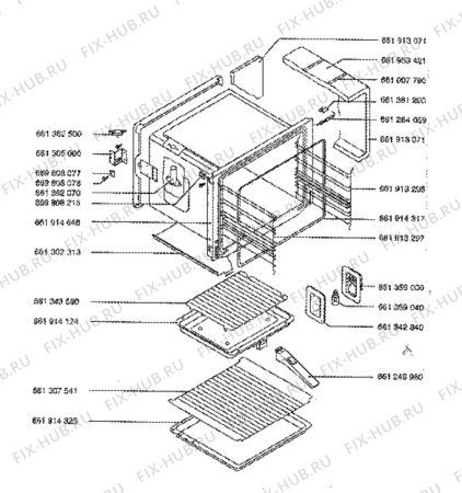 Взрыв-схема плиты (духовки) Aeg 5311B-M - Схема узла Oven body