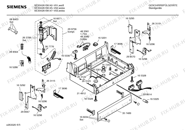 Взрыв-схема посудомоечной машины Siemens SE35A261SK - Схема узла 05