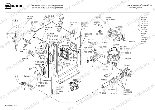 Взрыв-схема посудомоечной машины Neff S4752G3 SK50 - Схема узла 02