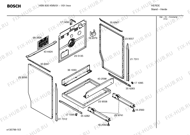 Схема №4 HSN835KNN с изображением Инструкция по эксплуатации для плиты (духовки) Bosch 00590762