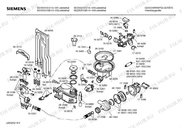 Схема №4 SE55531GB с изображением Инструкция по установке и эксплуатации для посудомоечной машины Siemens 00580461