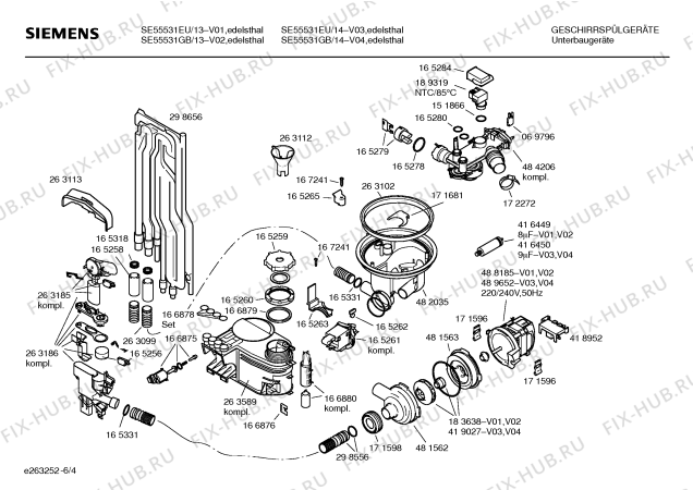 Схема №4 SE55531EU с изображением Планка для посудомоечной машины Siemens 00362749