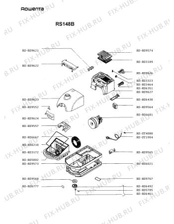 Взрыв-схема пылесоса Rowenta RS148B - Схема узла RS148B__.FR1