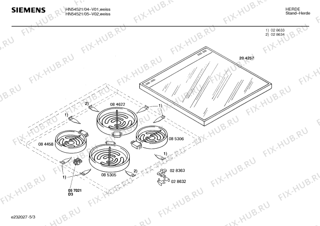 Схема №3 HN5452 с изображением Стеклокерамика для плиты (духовки) Siemens 00204257