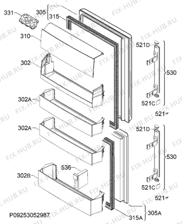 Взрыв-схема холодильника Electrolux EN3612AOX - Схема узла Door 003