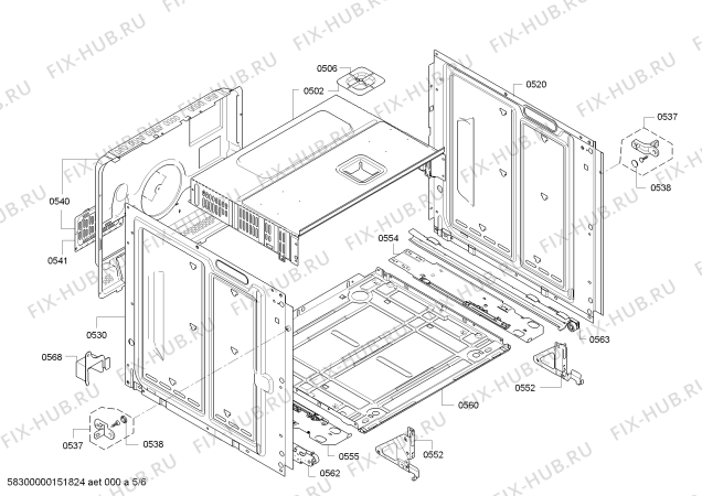 Взрыв-схема плиты (духовки) Siemens HE36BD561 - Схема узла 05