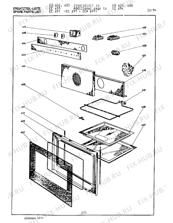 Взрыв-схема плиты (духовки) Gaggenau EB603100 - Схема узла 11
