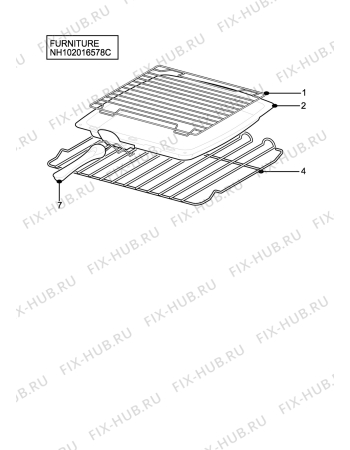 Взрыв-схема плиты (духовки) Zanussi ZCE7690X - Схема узла H10 Furniture
