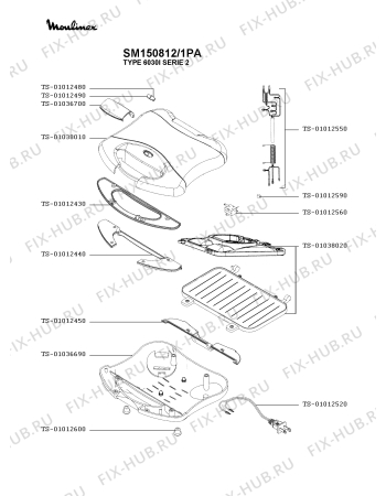 Схема №1 SM152213/1P с изображением Ножка для электровафельницы Moulinex TS-01012600