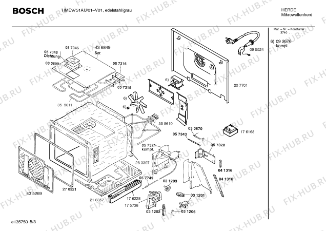 Взрыв-схема микроволновой печи Bosch HME9751AU - Схема узла 03