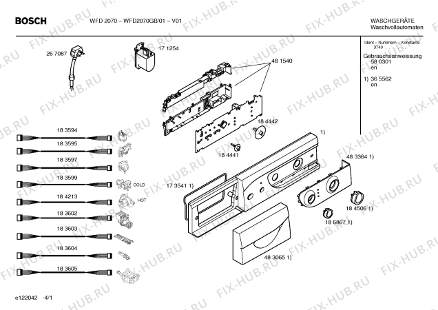 Схема №3 WFD2070GB с изображением Инструкция по эксплуатации для стиральной машины Bosch 00580301