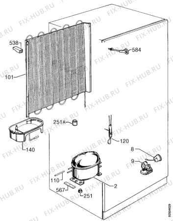 Взрыв-схема холодильника Faure FRD239W - Схема узла Cooling system 017