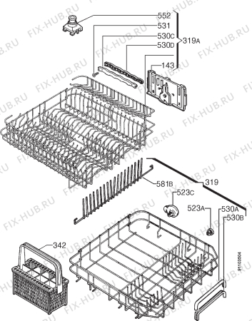 Взрыв-схема посудомоечной машины Privileg 138505 3 - Схема узла Basket 160