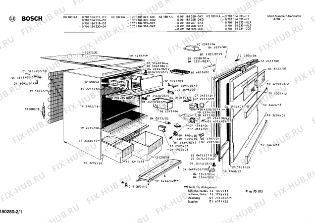 Схема №1 0701184318 KS180KA с изображением Контейнер для овощей для холодильной камеры Bosch 00121210