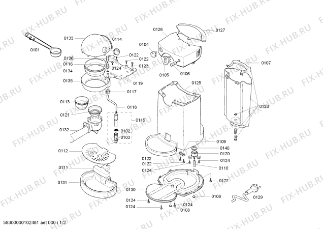 Схема №2 TCA4101UC Barino с изображением Изоляция для кофеварки (кофемашины) Bosch 00423234