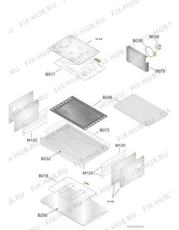 Взрыв-схема плиты (духовки) Electrolux EKK915AAOX - Схема узла Oven