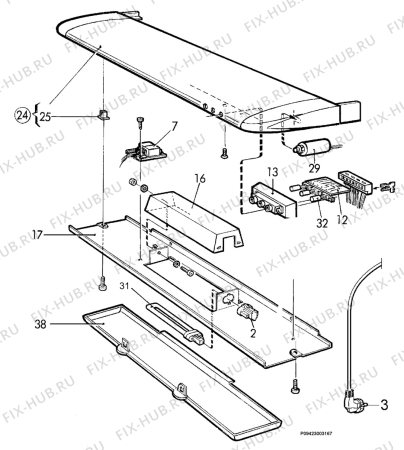 Взрыв-схема вытяжки Electrolux EFT6138X - Схема узла Section 2