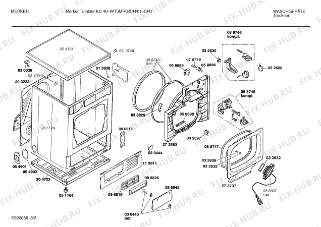 Взрыв-схема сушильной машины Merker WT5MR02CH MERKER TUMBLER KC40 - Схема узла 02