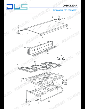 Схема №4 PEMW 965/1 с изображением Электропитание для плиты (духовки) DELONGHI 1131711