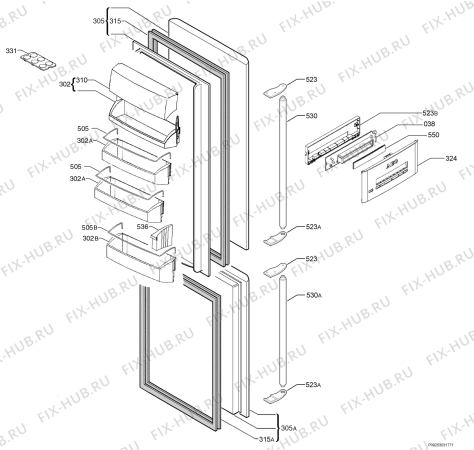 Взрыв-схема холодильника Aeg Electrolux S80368KGL5 - Схема узла Door 003