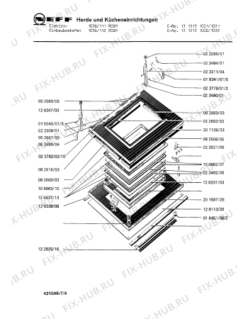 Взрыв-схема плиты (духовки) Neff 1313131001 1036/111RCSM - Схема узла 04