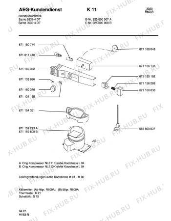 Взрыв-схема холодильника Aeg S3032-4 DT - Схема узла Refrigerator cooling system