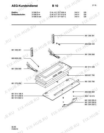 Взрыв-схема плиты (духовки) Aeg COMP. 51580B-D GB - Схема узла Section3