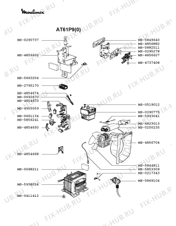 Взрыв-схема микроволновой печи Moulinex AT61P9(0) - Схема узла RP002389.5P4