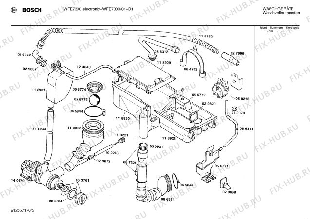 Взрыв-схема стиральной машины Bosch WFE7300 WFE7300 ELECTRONIC - Схема узла 05