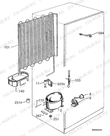 Взрыв-схема холодильника Privileg 185510_4636 - Схема узла Cooling system 017