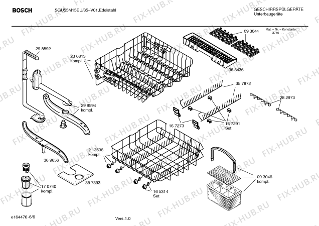 Взрыв-схема посудомоечной машины Bosch SGU55M15EU - Схема узла 06